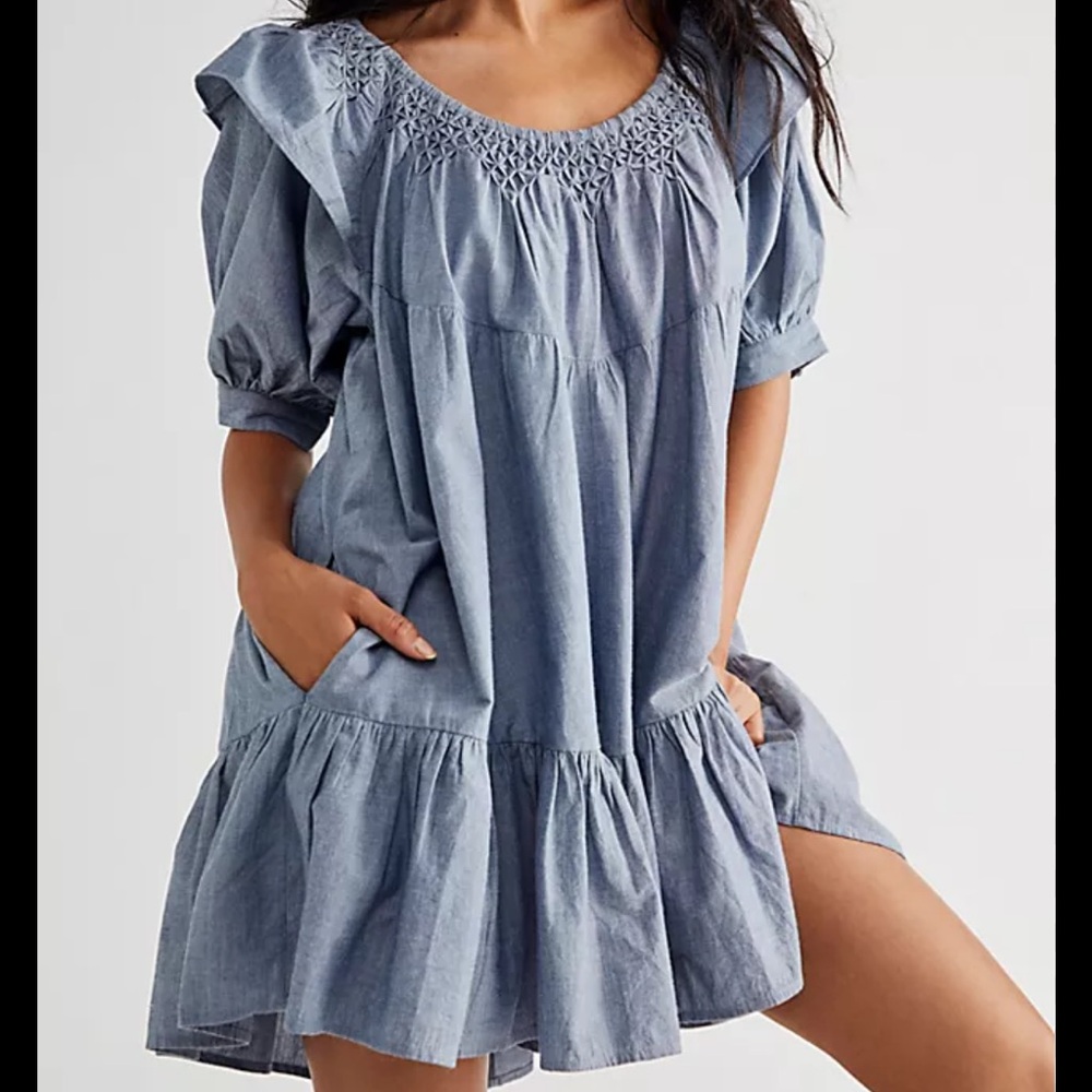 Free People Amelie Denim Mini Dress Size Small